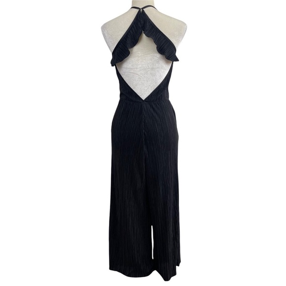 𝅺H&M Divided Pleated Jumpsuit Ruffle Halter Women’s Size 4 Wide Leg - Picture 5 of 10